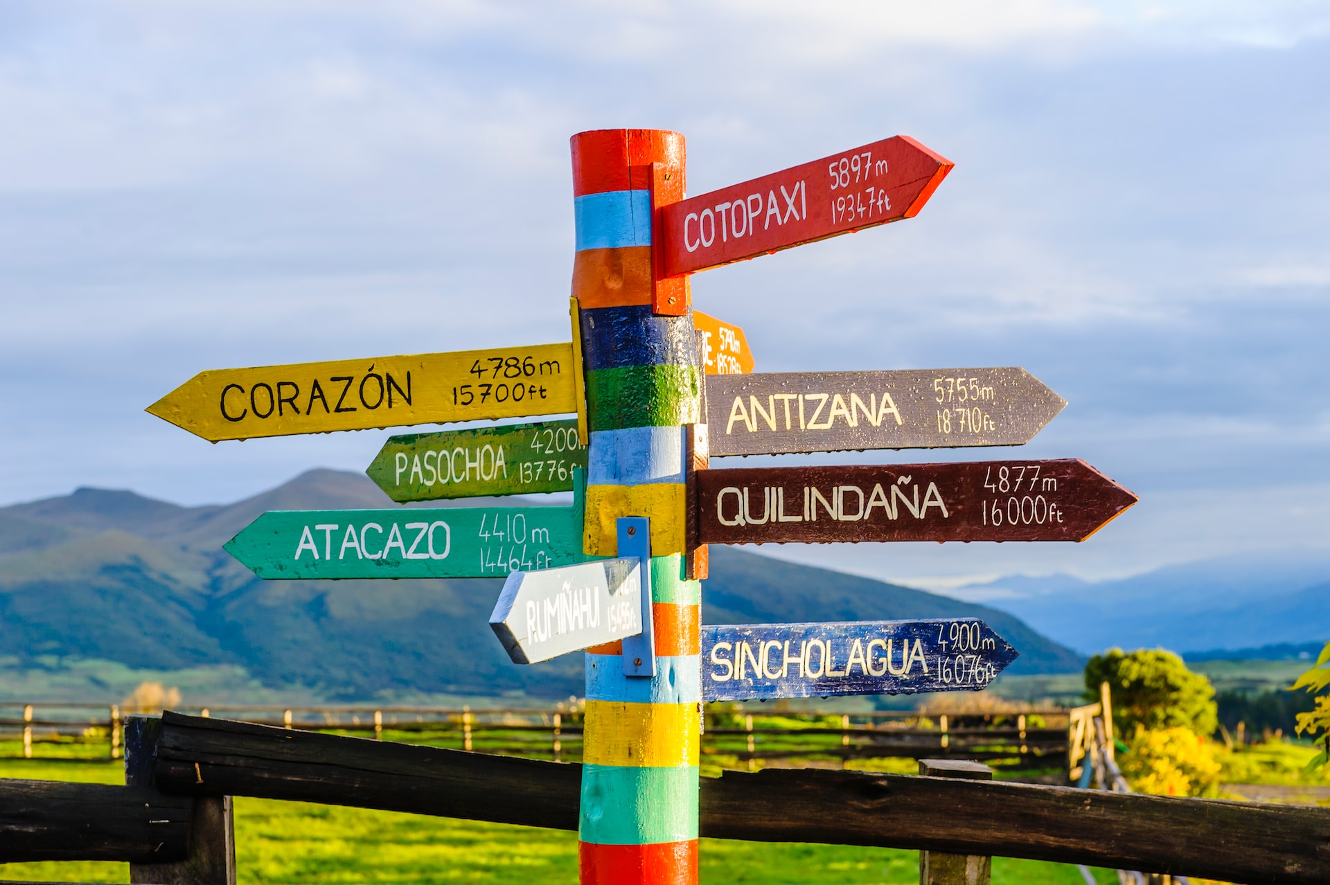 Colorful way sign in South America.